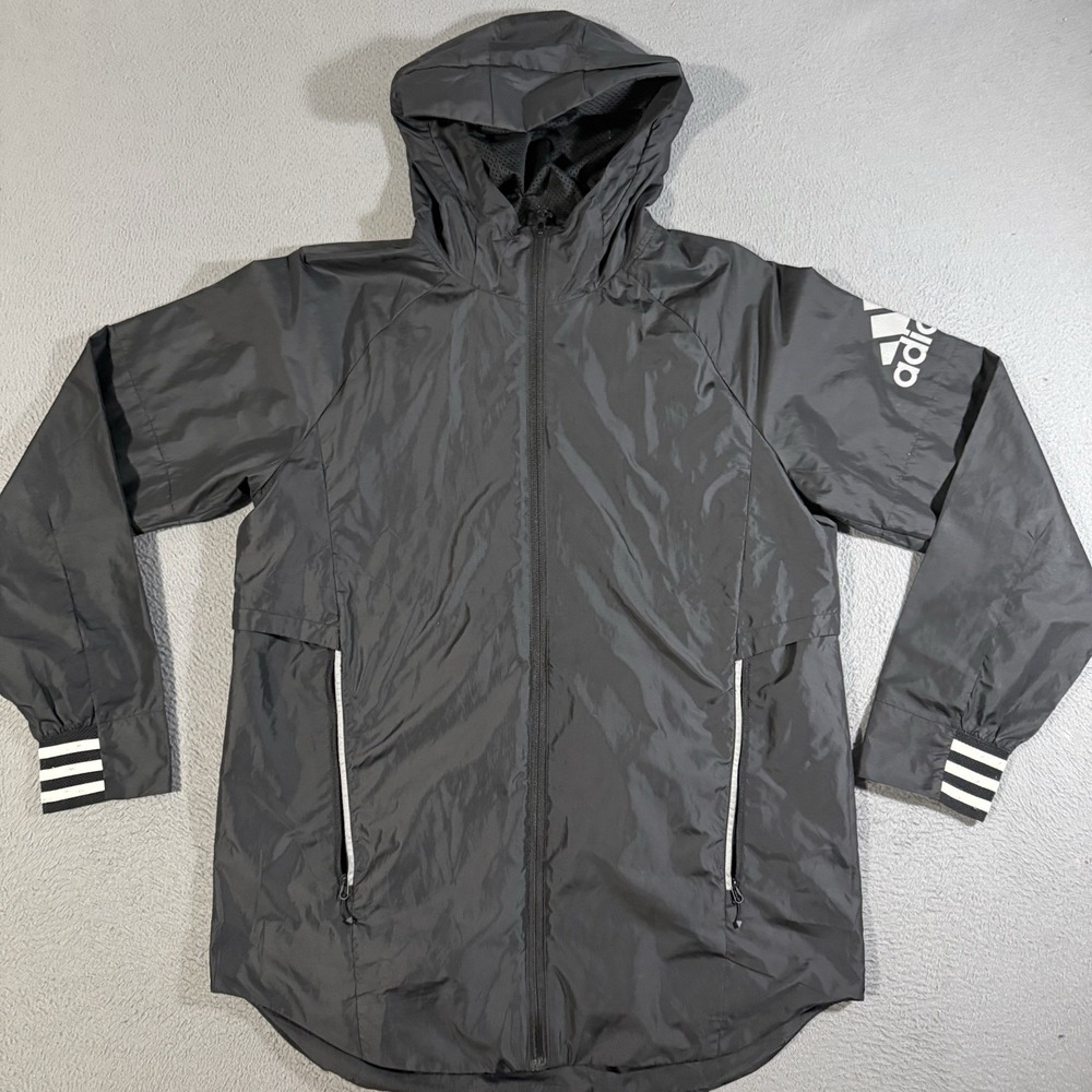 Adidas Men's Own The Run Hooded Windbreaker Jacket Black Size Medium